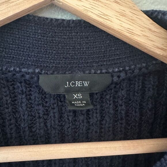 J Crew Dark Blue Chunky Knit Women's Cardigan Sweater Layering Fall Size XS - Picture 2 of 6